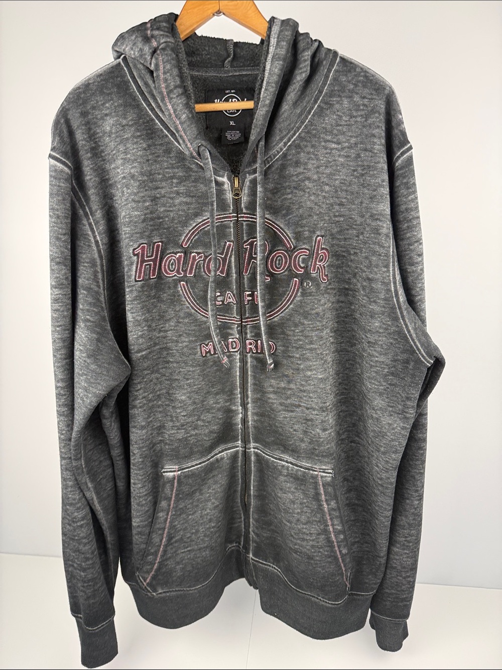 Double Burnout zip Hoodie Hard Rock Cafe  Madrid.